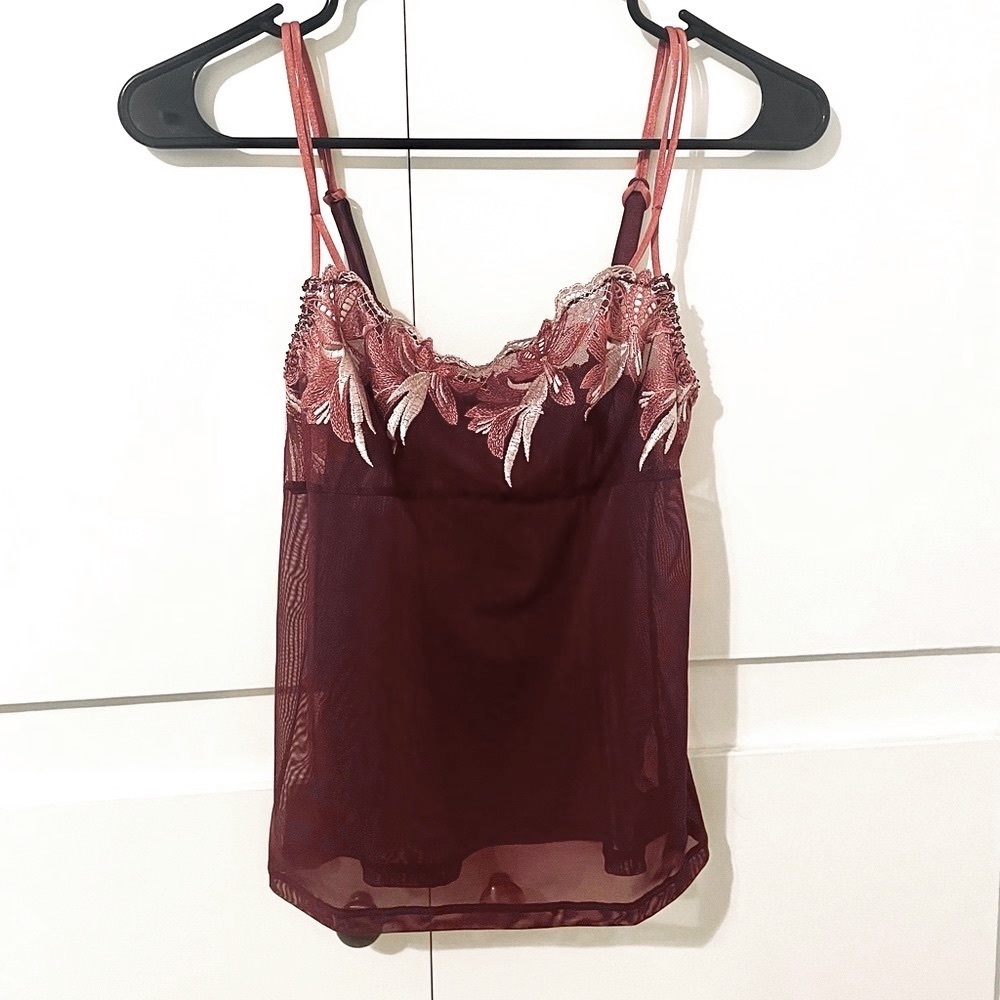 Vintage Vassarette mesh embroidered camisole